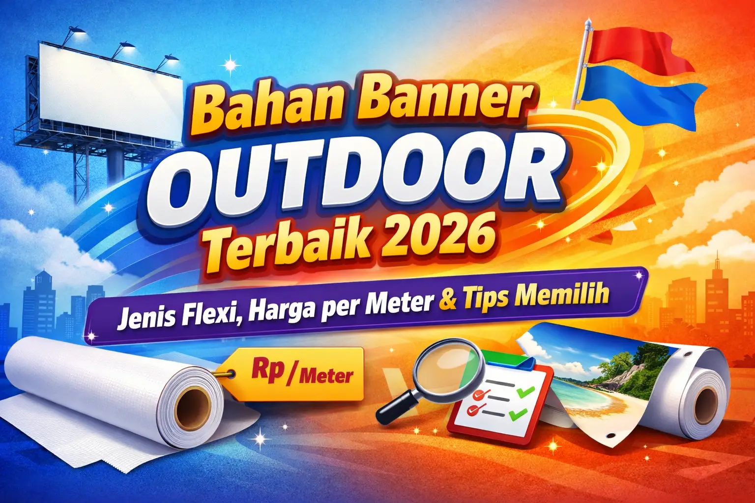 Bahan Banner Outdoor Terbaik 2026: Jenis Flexi, Harga per Meter & Tips Memilih
